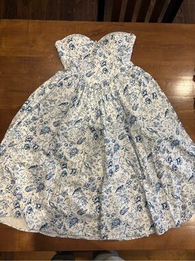 Blue Floral Strapless woman’s  Dress